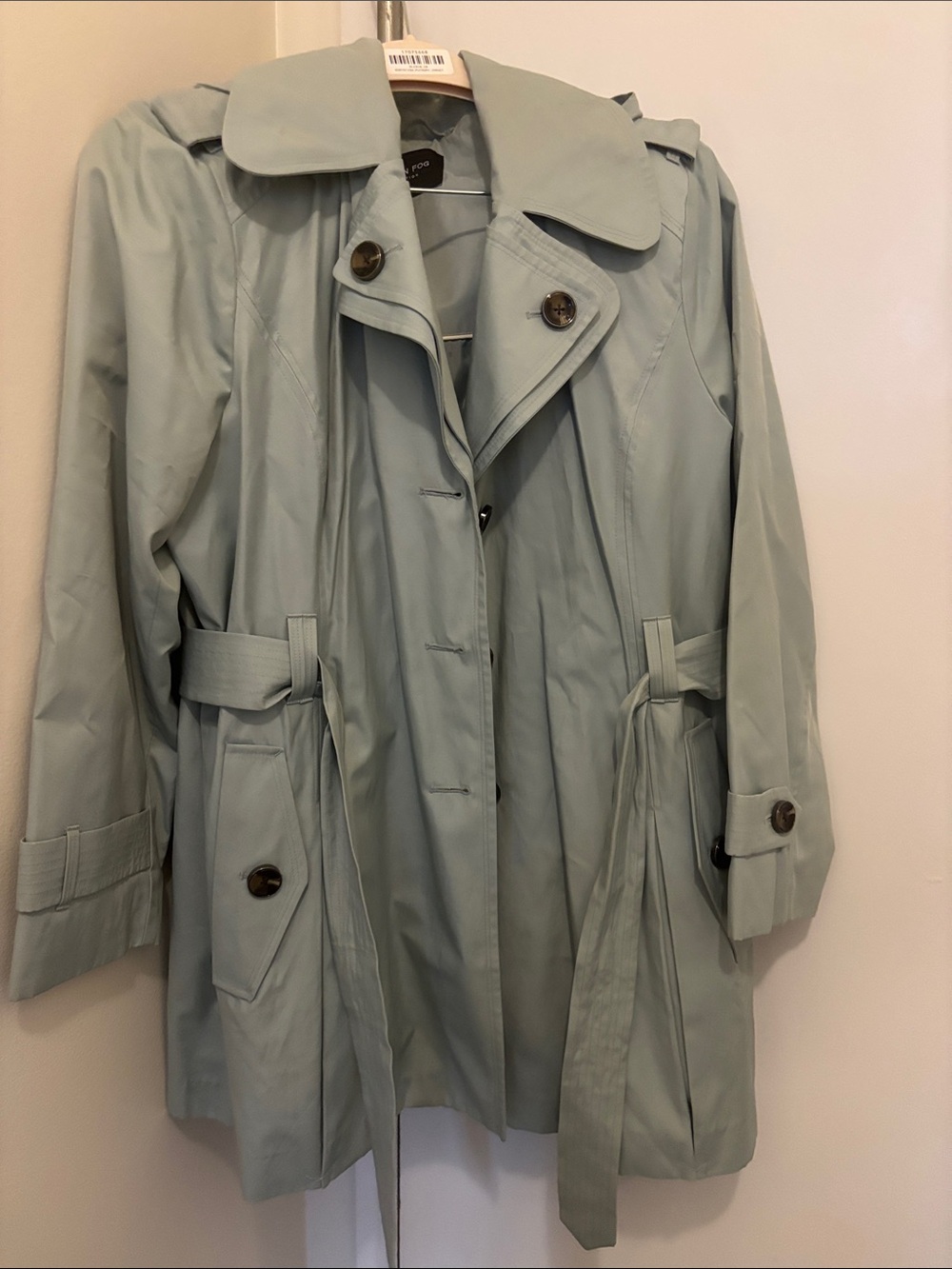 London Fog Light Sage Trench Coat with Belt